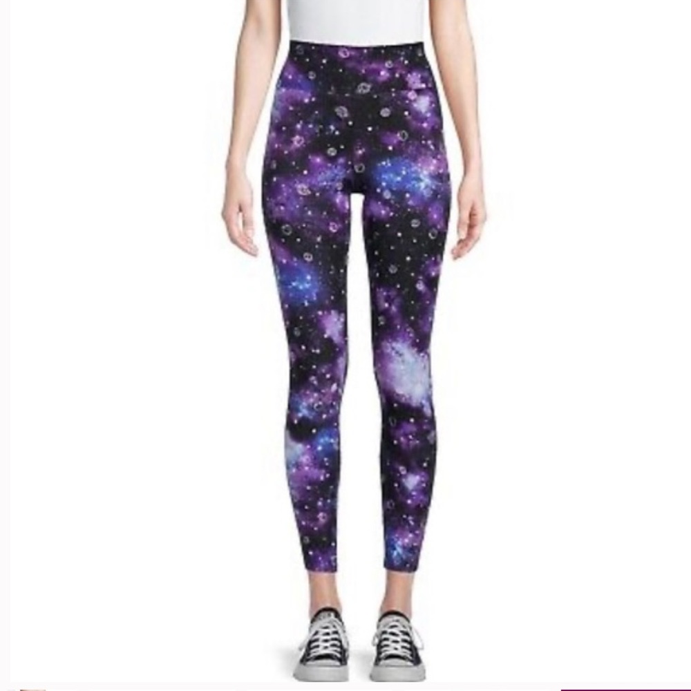 Nwt NOBO Juniors Purple Tie Dye Space Galaxy High Rise Sueded Leggings tights